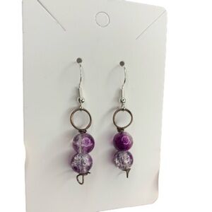 Purple seaglass handmade earrings